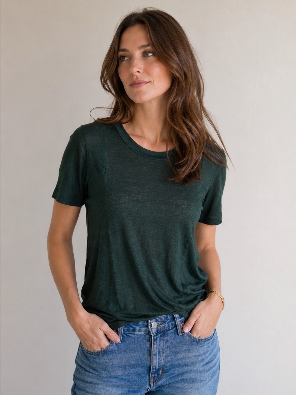 Mauro Grifoni Sz 42 | US Sz 6 Wool Viscose Forest Green Short Sleeve Tee Shirt